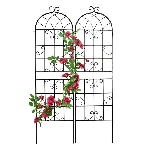 2er-Set Metall-Gartenspaliere 71" x 19,7" Rostfreies Spalier für Kletterpflanzen Außenblumenstütze