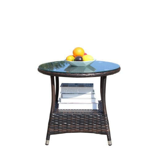 Round Brown Rattan Table