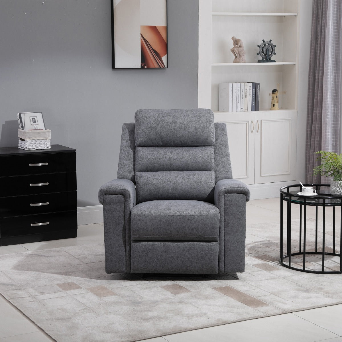 Silla Reclinable Moderna Individual para Sofá de Sala de Cine en Casa con Reposabrazos y Respaldo Sobredimensionados