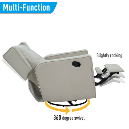 Wingback Recliner Chair Manual Rocking Sofa 360° Swivel Glider with Button Tufted