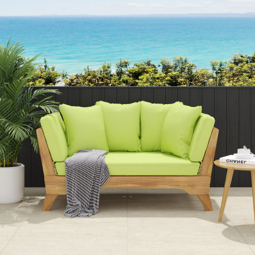 Teak Fabric Sofa Bed Dual-Use Convertible
