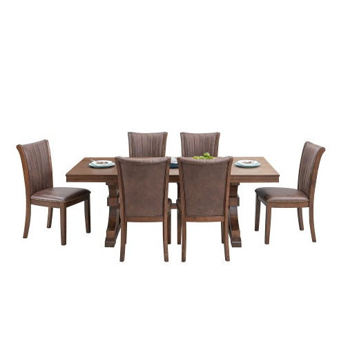 78.74 Mesa Rectangular de Roble de Goma para 6-8 Personas con Base de Caballetes de Madera, Mesa de Madera para Cocina de Estilo Moderno de Mediados de Siglo, Mesa de Cena para Comedor, Sala de Estar, ROBLE