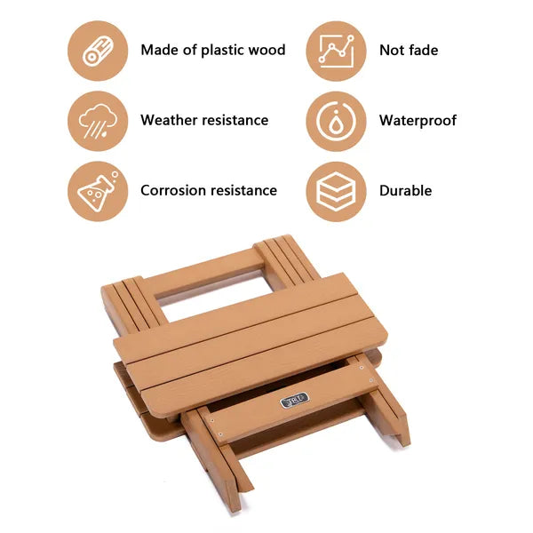 TALE Adirondack Portable Folding Side Table Square All-Weather And Fade-Resistant Plastic Wood Table Perfect For Outdoor Garden;  Beach;  Camping;  Picnics