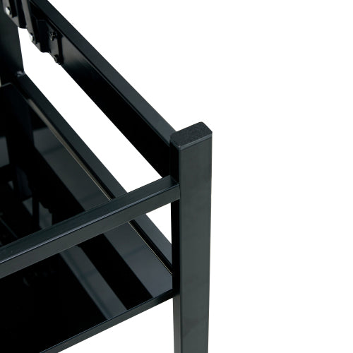 Mesa de Centro de Vidrio Templado con Tapa Elevable, Moderna y Simple de 2 Capas para Sala de Estar, Negra
