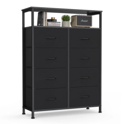8-Drawer Fabric Dresser With Open Shelf, 45.9-inch Tall Storage Cabinet For Bedroom Closet Organization
