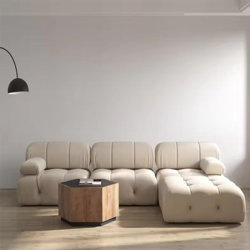 Muebles Nórdicos Modernos para Apartamento Sofá de Diseño con Hebilla de Tela para Sala de Estar Sofá de Esponja Lujo Ligero para Diseño con Cerradura