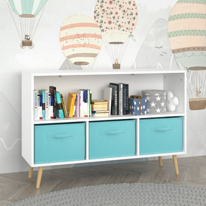 Fiberboard Children's Bookshelf With Foldable Fabric Drawers