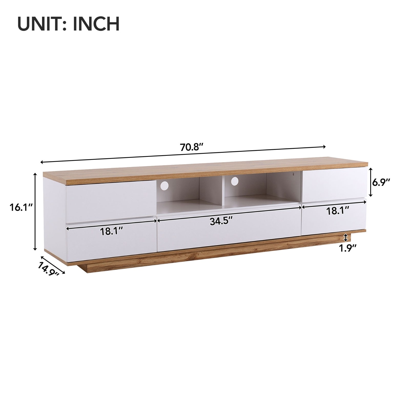Mueble de TV Moderno para Televisores de Hasta 80'', Consola de Medios con Almacenamiento Multifuncional