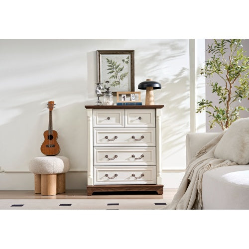 Walnut Rustic Six-Drawer Dresser