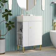White Bathroom Vanity 21.6 Inch Stylish Storage