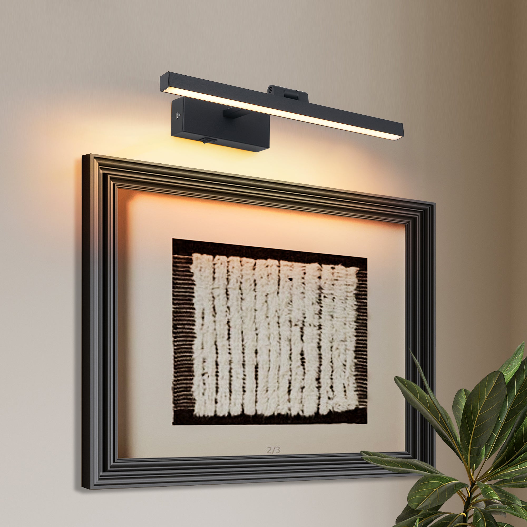 Luminarias de baño negras de 16 pulgadas sobre el espejo, luz de vanidad LED moderna regulable para iluminación de pared en el baño
