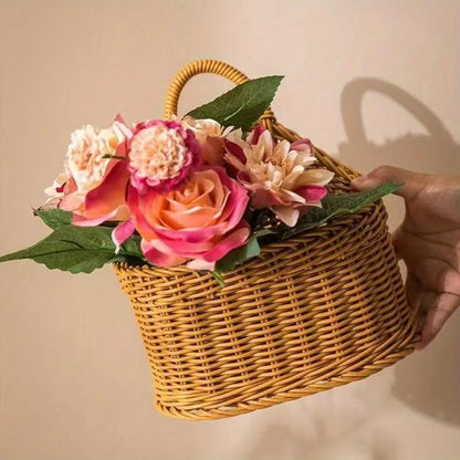 Three-piece Set Of Imitation Rattan Wall-mounted Storage Baskets And Plastic Woven Hanging Baskets
