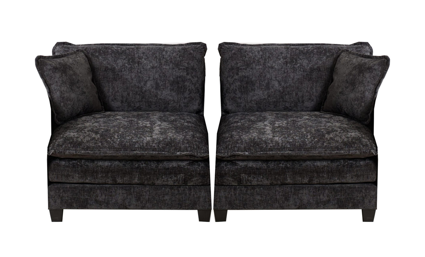 Cloud Sofa Two Seats The Cushion On The Armrest Not Included, Modern Sectional Couch, For Apartment, Comfy Double Layer Upholstered Seat Cushion, Breathable Chenille Fabric, Black,SW504ABK