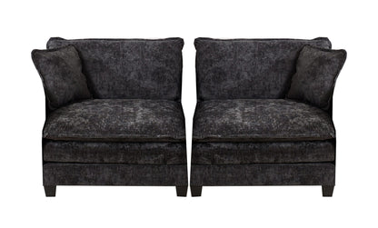 Cloud Sofa Two Seats The Cushion On The Armrest Not Included, Modern Sectional Couch, For Apartment, Comfy Double Layer Upholstered Seat Cushion, Breathable Chenille Fabric, Black,SW504ABK