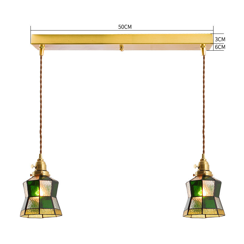 Brass Hand-Blown Glass Chandelier Light