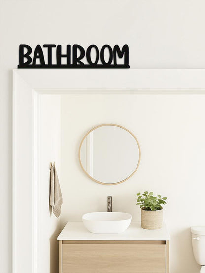 Sleek Metal Bathroom Wall Sign - Stylish Graphic Art Masterpiece For Home Decor