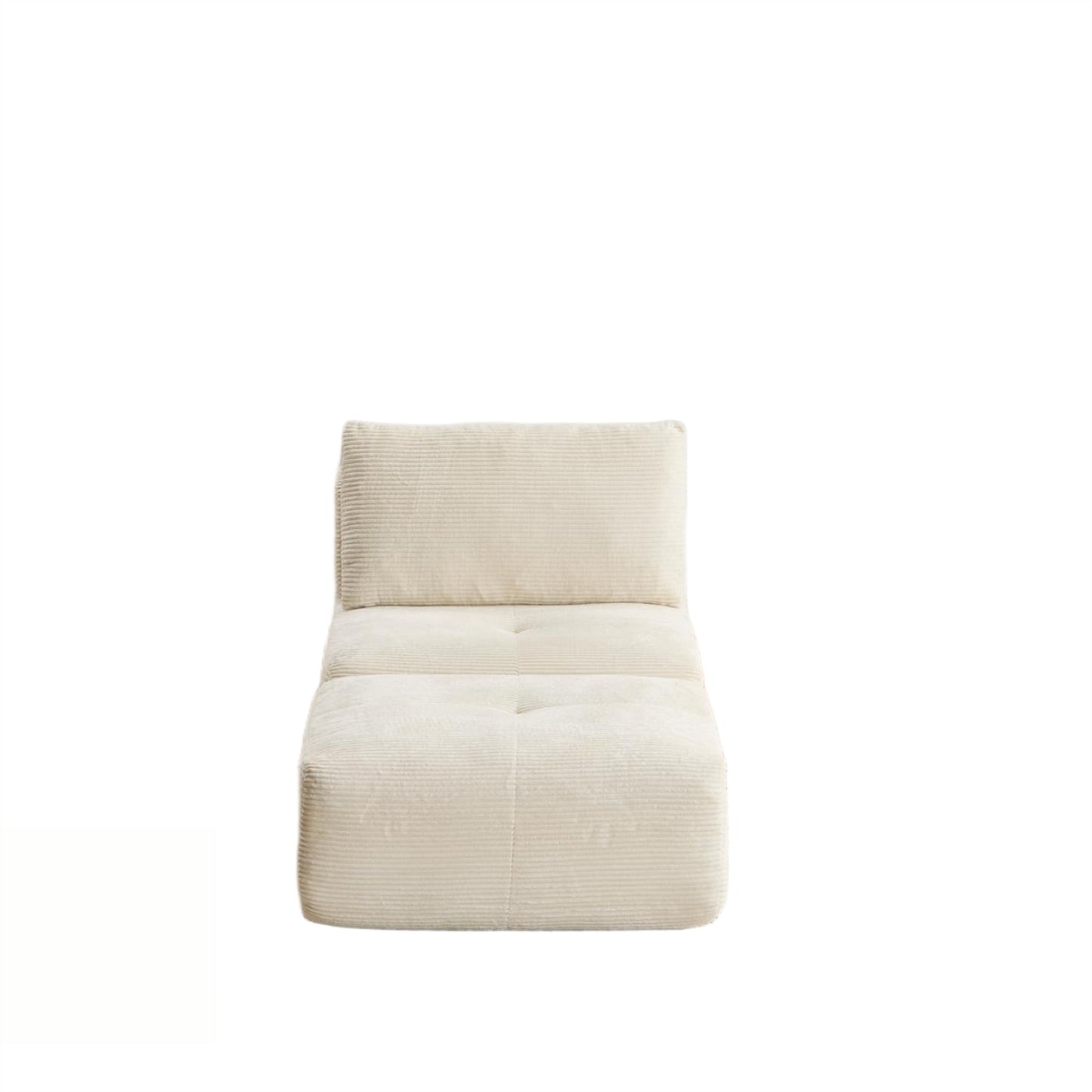 Modern Memory Foam Compressed Sofa,Single Chaise Longue For Living Room,Pet-Friendly Cloud Modular Sectional Sofa,Corduroy Fabric,Movable Ottoman,No Assembly Required,Beige