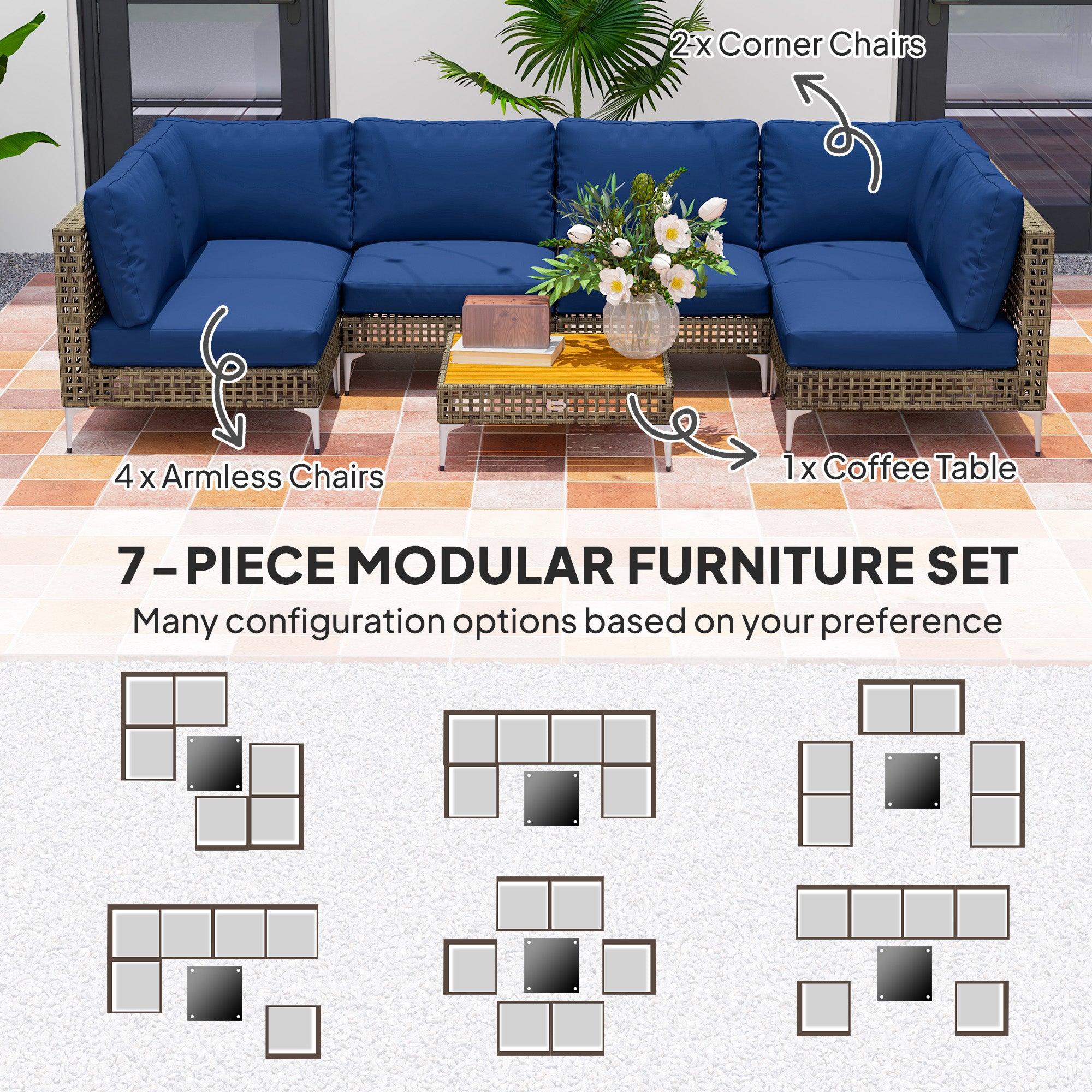 Wicker Patio Furniture Set Modular Outdoor Sectional