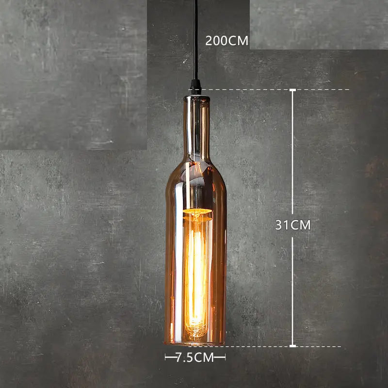 Nordic Style Restaurant Bar Creative Color Wine Bottle Glass Chandelier