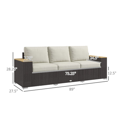 3-Seat Outdoor Patio Sofa with Cushions