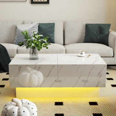 Mesa de Centro con Superficie Deslizante, Mesa Central con Compartimento de Almacenamiento Oculto, Mesa Extensible para Sala de Estar