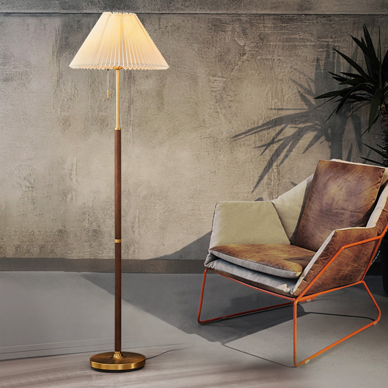 Wooden Pleated Floor Lamp