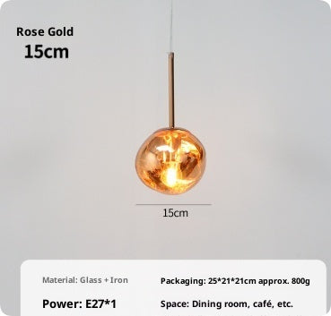 Rose Gold Glass Pendant Chandelier 6W LED