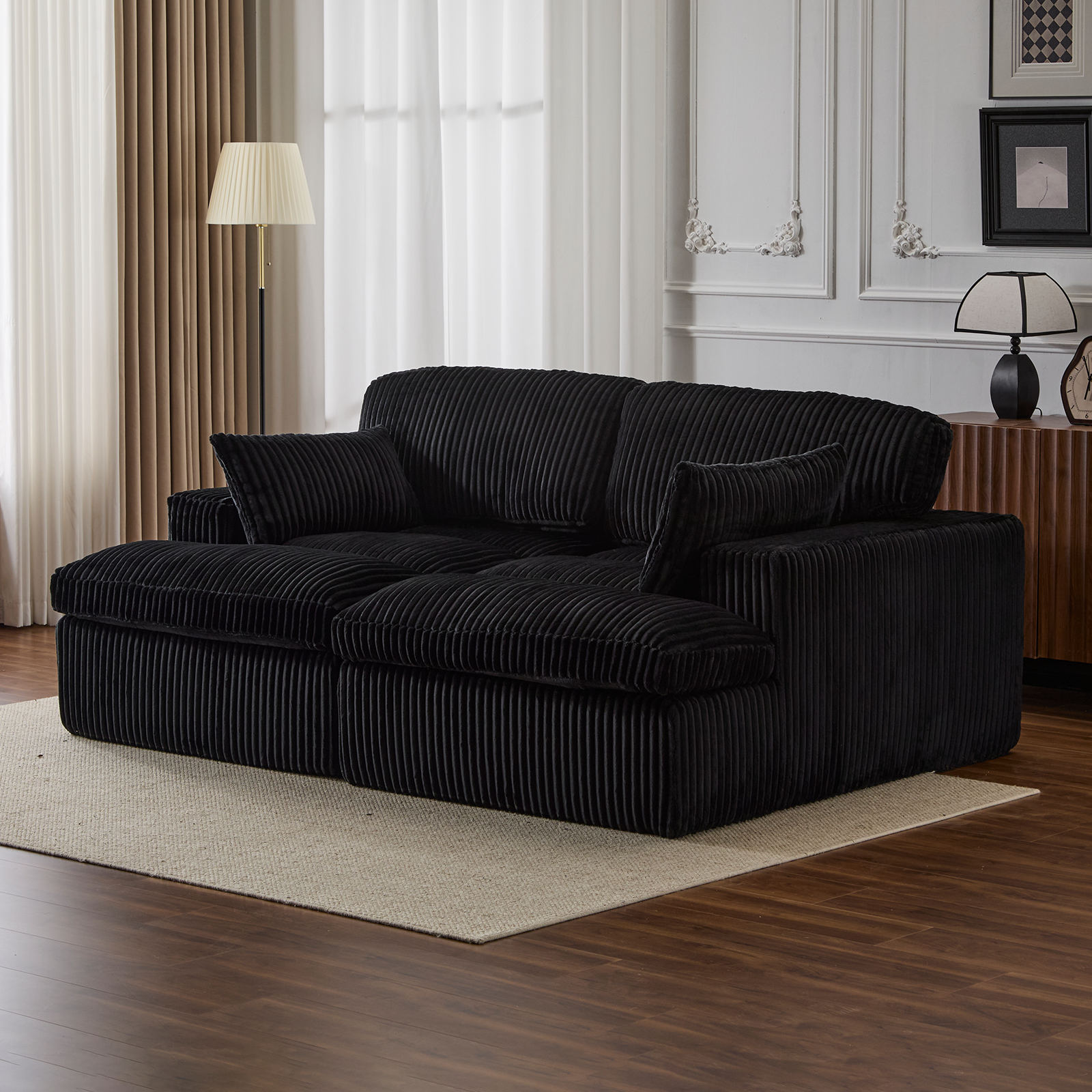 Black Corduroy Chaise Lounge