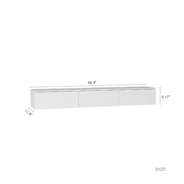 Wandmontiertes Schwebendes TV-Board mit 16-farbigen LEDs, Modernes TV-Board, Schwebendes TV-Schränkchen als Medienzentrum für 55-60-65-Zoll-Fernseher, Weiß