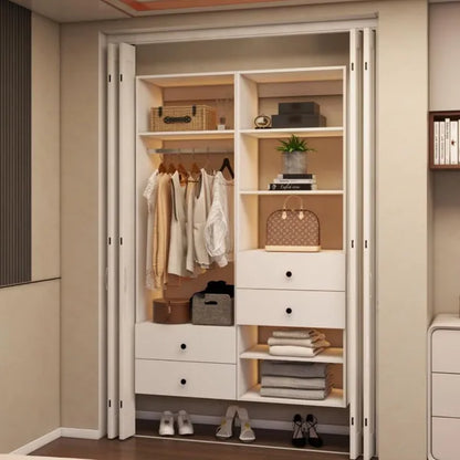 Tall Closet System With Closet Drawers,White Walk-in Closet Organizers And Storager