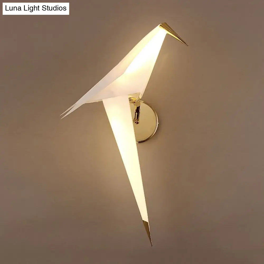 1/2-Light Dining Room Sconce with Birdie Plastic Shade: Modernist White Wall Lamp in Warm/White Light