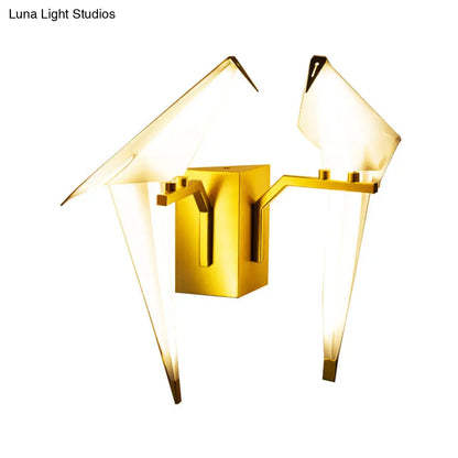 ديكوربايتس™ مصباح حائطي لغرفة الطعام بنصف ضوء مع غطاء بلاستيكي على شكل بيردي: مصباح حائطي أبيض عصري بإضاءة دافئة/بيضاء