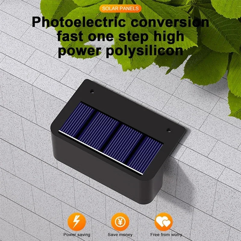Black rectangular led solar panel with blue photovoltaic cells for ip65 waterproof solar wall outdoor lights