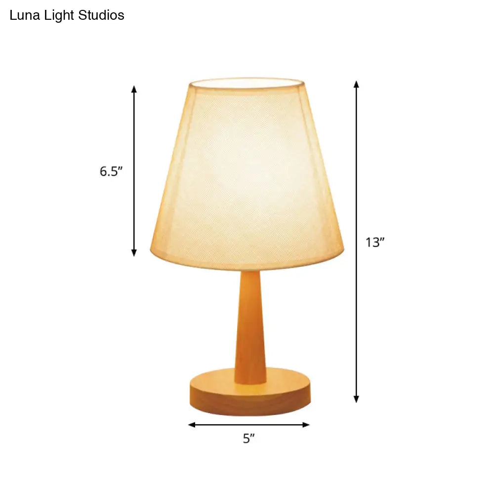 1 Bulb Beige Nightstand Lamp, Modernist Bedroom Night Light with Fabric Shade