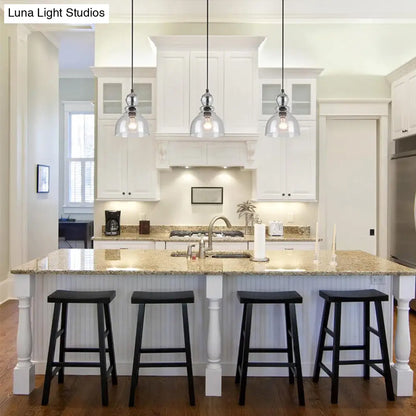 Lámpara colgante industrial de una bombilla con forma de calabaza y cristal texturizado para barra de cafetería