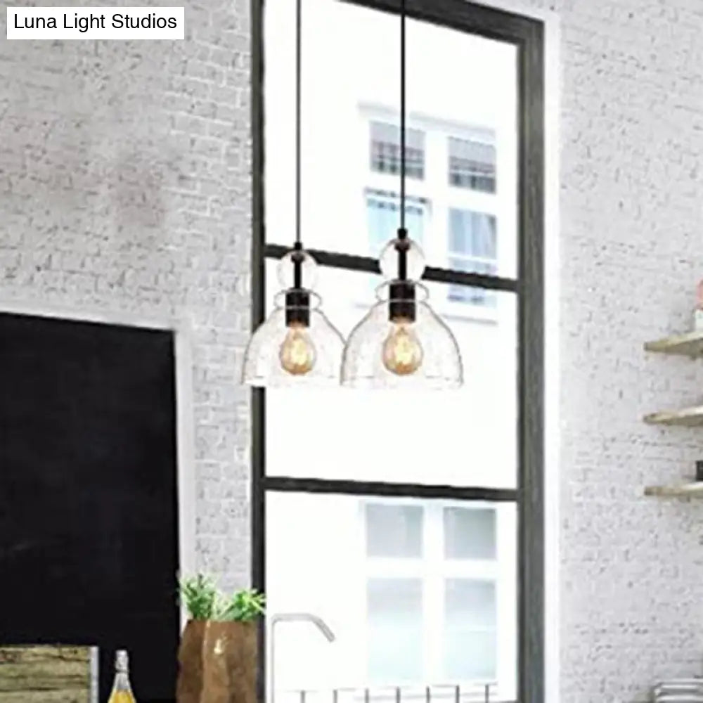 1-Bulb Industrial Gourd Shaped Light Fixture - Seeded Glass Pendant for Diner Bar