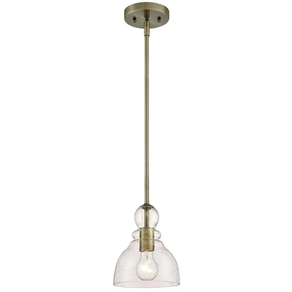 1-Bulb Industrial Gourd Shaped Light Fixture - Seeded Glass Pendant for Diner Bar