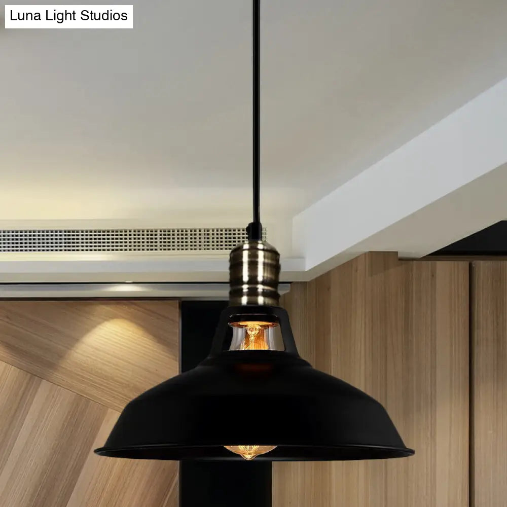 1-Head Barn Pendant Lighting, Industrial Style, Available in Black/White, 10.5/12/15 Inch Diameter