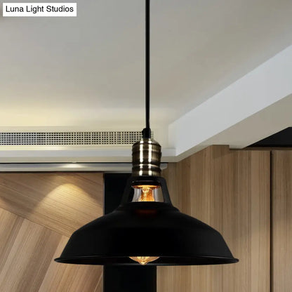 Lámpara colgante de granero de 1 cabezal, estilo industrial, disponible en blanco y negro, diámetros de 10,5/12/15 pulgadas.