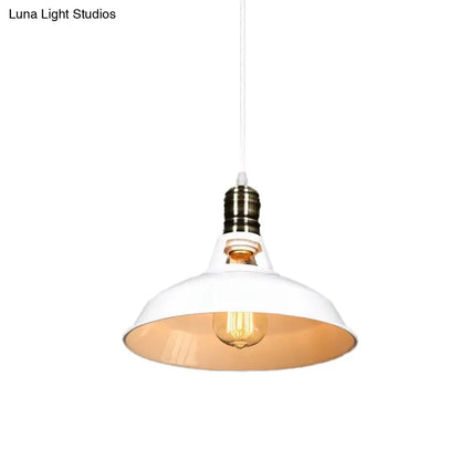 Lámpara colgante de granero de 1 cabezal, estilo industrial, disponible en blanco y negro, diámetros de 10,5/12/15 pulgadas.