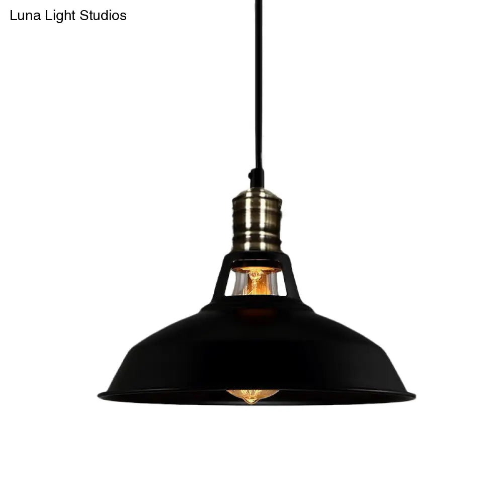 1-Head Barn Pendant Lighting, Industrial Style, Available in Black/White, 10.5/12/15 Inch Diameter