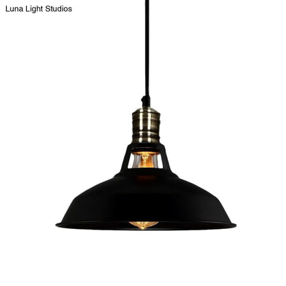 Lámpara colgante de granero de 1 cabezal, estilo industrial, disponible en blanco y negro, diámetros de 10,5/12/15 pulgadas.