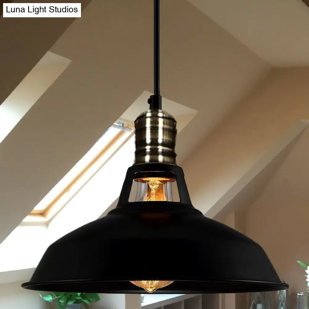 1-Head Barn Pendant Lighting, Industrial Style, Available in Black/White, 10.5/12/15 Inch Diameter