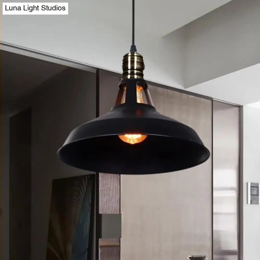 1-Head Barn Pendant Lighting, Industrial Style, Available in Black/White, 10.5/12/15 Inch Diameter