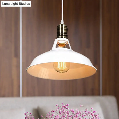 Lámpara colgante de granero de 1 cabezal, estilo industrial, disponible en blanco y negro, diámetros de 10,5/12/15 pulgadas.