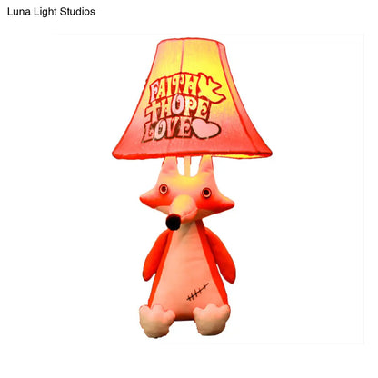 Lámpara de escritorio con diseño de animal de dibujos animados de 1 cabezal para dormitorio infantil - Luz de lectura de tela suave