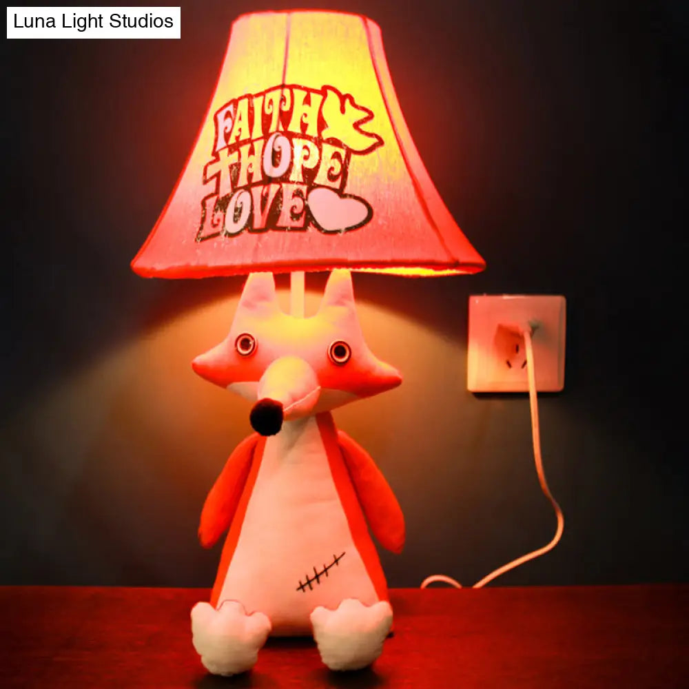 1-Head Cartoon Animal Desk Lamp for Kids' Bedroom - Soft Fabric Reading Light