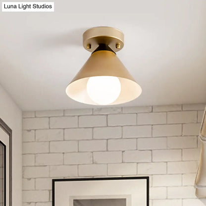 DecorBites™ DecorBites™ 1 Head Golden Flush Mount Ceiling Light with Metal Cone Shade - Minimalist Kitchen Lamp