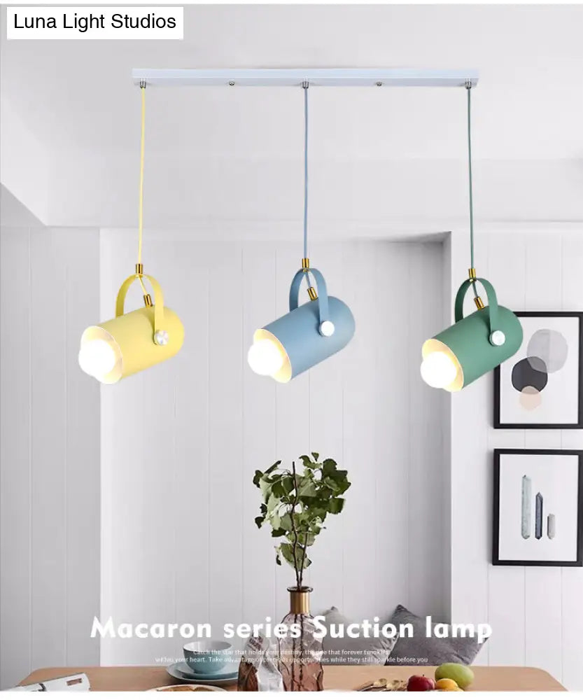 1-Head Metal Pendant Spotlight with Adjustable Handle - Commercial Macaron Lighting