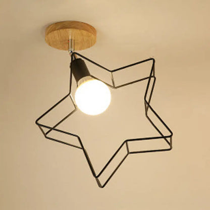 DecorBites™ DecorBites™ 1 Head Semi Flush Mount Industrial Ceiling Light with Rotatable Globe/Barn Shade and Wooden Canopy - Black